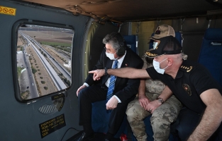 Vali Yılmaz, Helikopterle Trafik Denetimi Yaptı