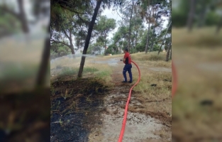 Tarsus'ta çalılık alanda çıkan yangın söndürüldü