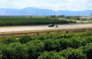 Adana'da motokros sporcusu, yerli otomobil Togg'a karşı gösteri yarışı yaptı