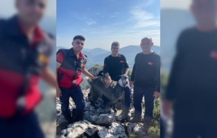 Mersin'de dağlık alanda kaybolan keçiyi itfaiye buldu