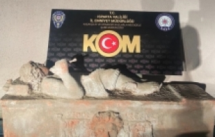 Burdur'da tarihi eser operasyonunda lahit ele geçirildi