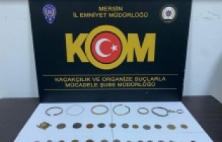 Mersin'de 24 sikke ve 10 obje ele geçirildi