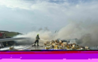 Mersin'de devrilerek yanan tırın sürücüsü yaralandı