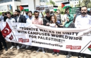 MEÜ'de öğrenciler İsrail'in Gazze'ye yönelik saldırılarını protesto etti