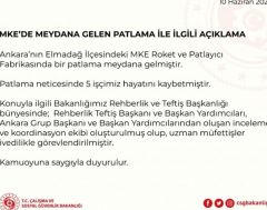 MKE'de Meydana Gelen Patlama ile İlgili Açıklama